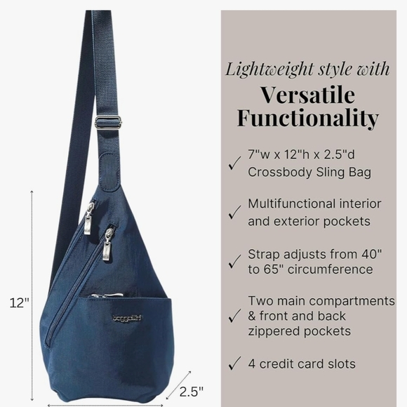 New Baggallini Navy Crossbody Bag - Picture 2 of 5